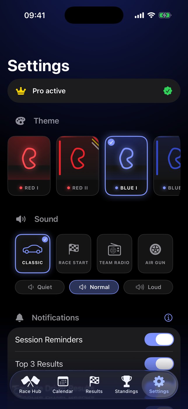 Theme, sound and notification settings