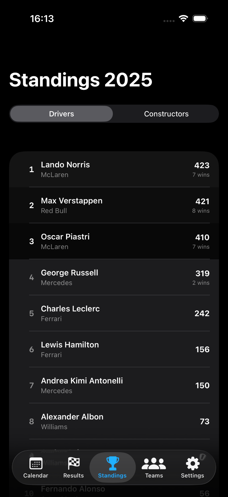Formula GP Calendar 2026 app screenshot