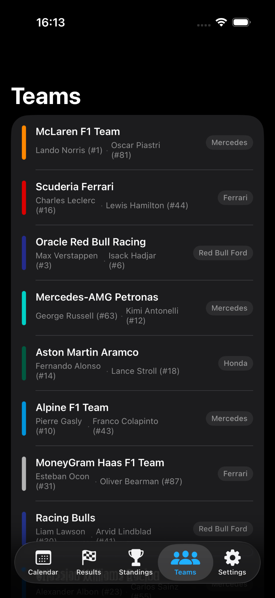 Formula GP Calendar 2026 app screenshot