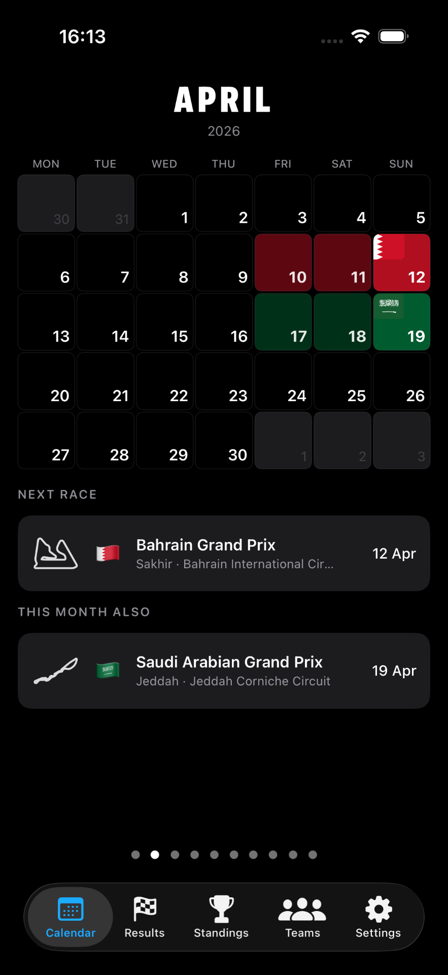 Formula GP Calendar 2026 app screenshot